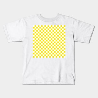 Wonky Checkerboard, White and Yellow Kids T-Shirt